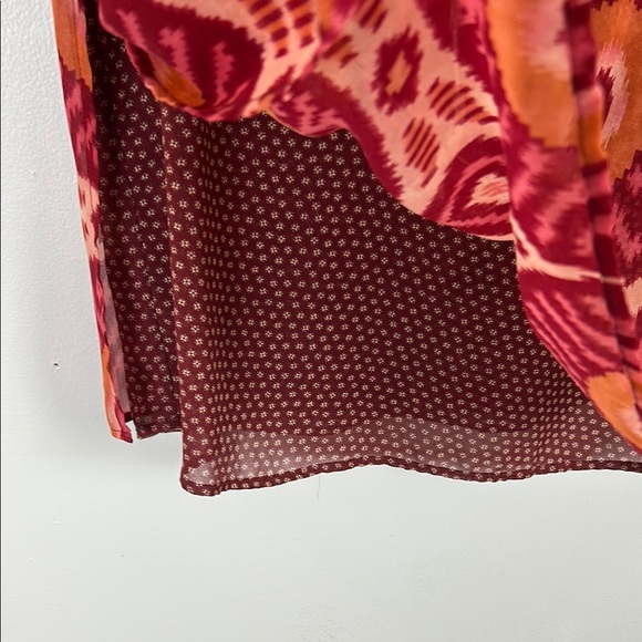 Scotch & Soda Patterned Red and Green Short Sleeve Top Women's Top Size 2 - Picture 6 of 9